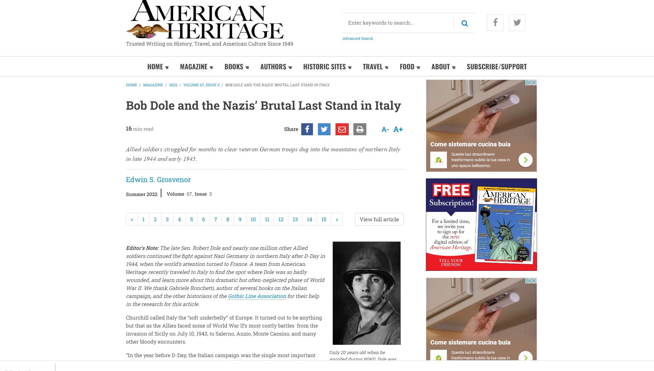 Bob Dole and the Nazis’ Brutal Last Stand in Italy